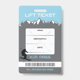 VIP SKI LIFTKAART Escort Cadeaukaart Badge