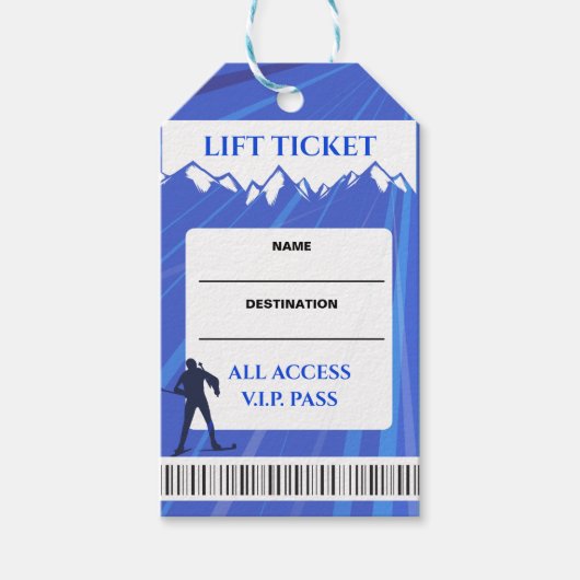 VIP SKILIFT TICKET Escort Zitplaatsen Kaart Cadeaulabel (Voorkant)