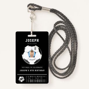 VIP Soccer Pass Custom Photo Birthday Party Badge