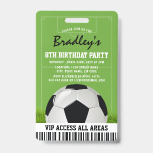 VIP Sportpas Kinderen Voetbal Verjaardagsfeestje Badge