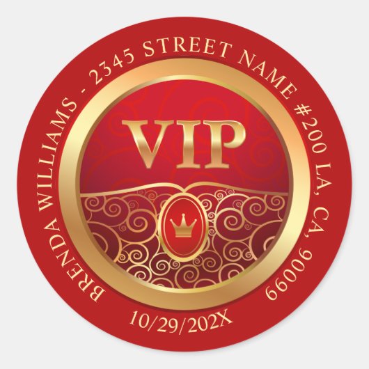VIP Sticker Royal Rood en Goud (Voorkant)