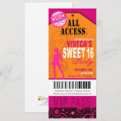 VIP Sweet 16, Oranje, Roze en Fuschia Kaart (Voorkant / Achterkant)
