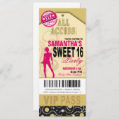 VIP Sweet 16 Ticket (fuschia khaki) Kaart (Voorkant / Achterkant)