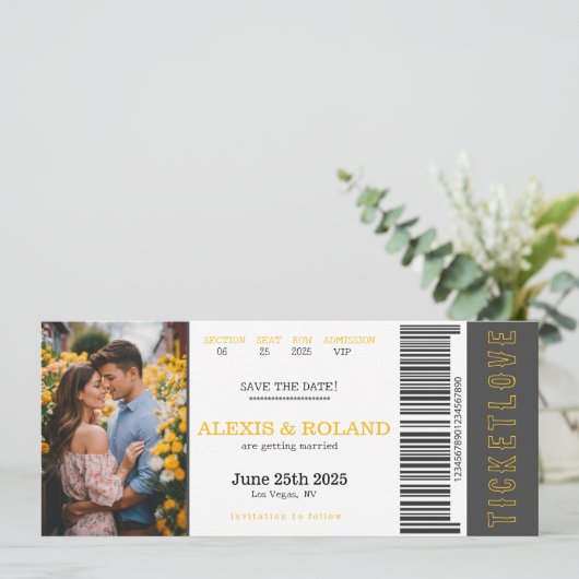 VIP Ticket 1 Foto Opslaan De Datum Kaart (Staand voorkant)