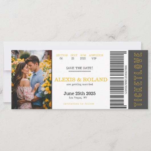 VIP Ticket 1 Foto Opslaan De Datum Kaart (Voorkant)