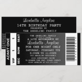 VIP Ticket Birthday Invitation (zwart) Kaart (Voorkant / Achterkant)