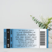 VIP Ticket Birthday Uitnodiging (blauw) (Staand voorkant)