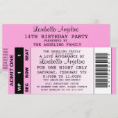 VIP Ticket Birthday-uitnodiging (lichtroze) Kaart (Voorkant / Achterkant)