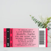 VIP Ticket Birthday-uitnodiging (warm roze) Kaart (Staand voorkant)