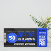 VIP-TICKET Einladungskarten (blau) Kaart (Staand voorkant)