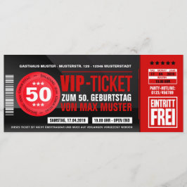 VIP-TICKET Einladungskarten (rot) Kaart