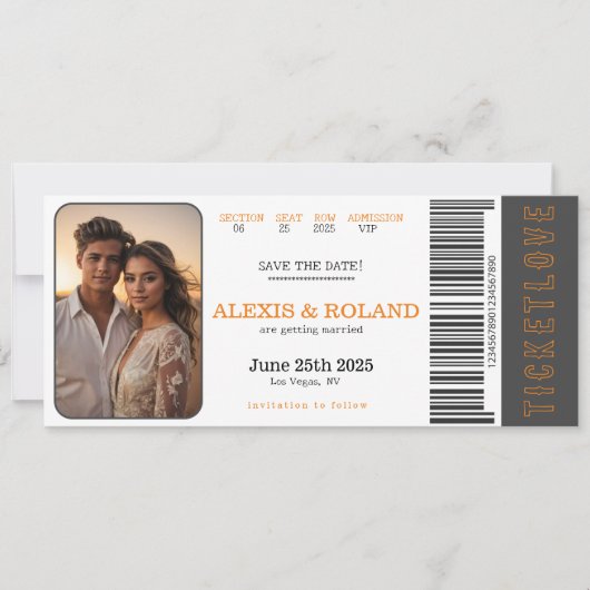 VIP Ticket Foto Opslaan De Datum Kaart (Voorkant)