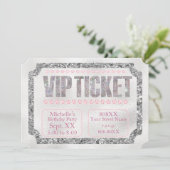 VIP Ticket Silver and Pink Diamonds Kaart (Staand voorkant)
