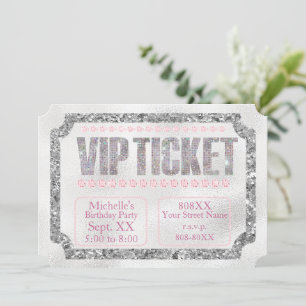 VIP Ticket Silver and Pink Diamonds Kaart
