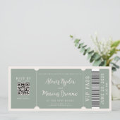 VIP Ticket Trendy Sage bruiloft uitnodiging (Staand voorkant)