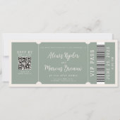 VIP Ticket Trendy Sage bruiloft uitnodiging (Voorkant)