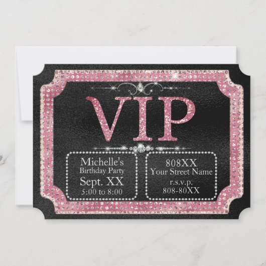 VIP-ticket voor Black & Pink Diamonds Kaart (Voorkant)