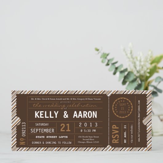 VIP  Ticket Wedding Uitnodiging (Staand voorkant)