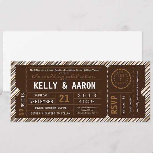 VIP  Ticket Wedding Uitnodiging (Voorkant / Achterkant)