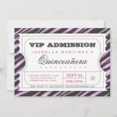 VIP Ticket Zebra Glam Quinceanera Birthday Party Kaart (Voorkant)