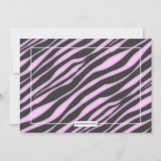 VIP Ticket Zebra Glam Sweet 16 Birthday Party Kaart (Achterkant)