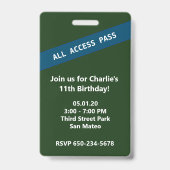 VIP-toegang Badge voor honkbalveld verjaardagsfees (Achterkant)