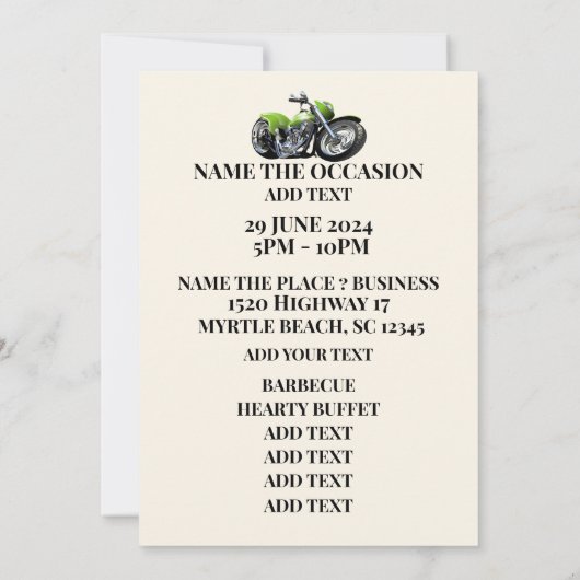 VIP-toegang tot BIKER RALLY PARTY Kaart (Achterkant)