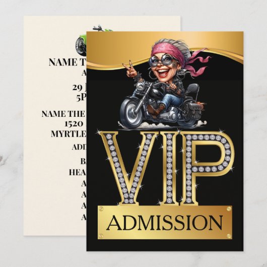 VIP-toegang tot motorfeest Kaart (Voorkant / Achterkant)