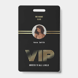 VIP-toegangskaart Gouden Folie Foto Nachtclub Badge