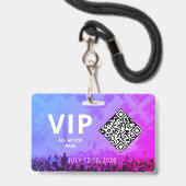 VIP-toegangspas QR-code evenement horizontaal Badge (Voorzijde met lanyard)