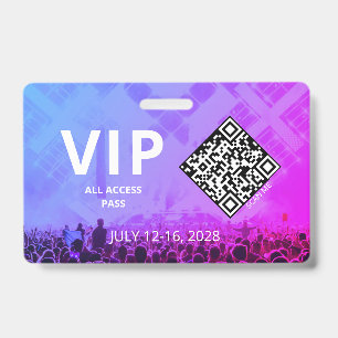 VIP-toegangspas QR-code evenement horizontaal Badge