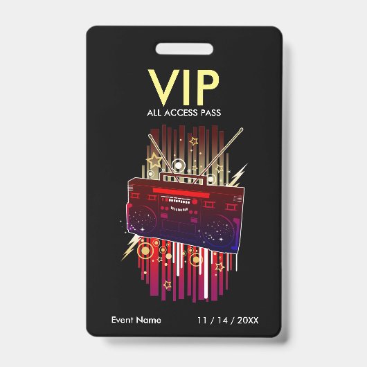 VIP-toegangspas voor Boombox Blast Badge (Voorzijde)