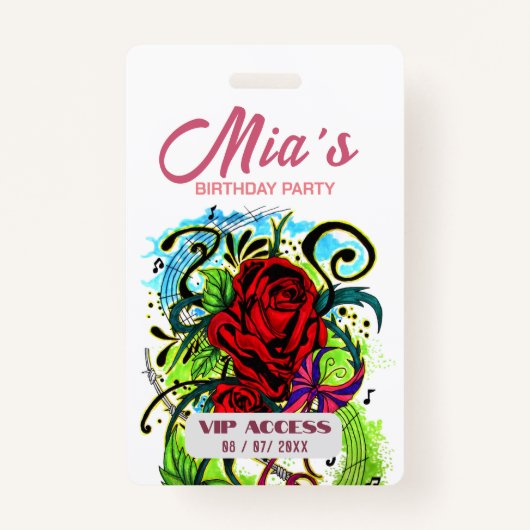 VIP-toegangspasje voor Birthday Party Badge (Achterkant)