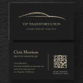 VIP Transportation QR Code Black & Gold Visitekaartje