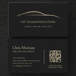 VIP Transportation QR Code Black & Gold Visitekaartje