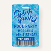 VIP-uitnodiging Splish Pool Party Badge (Voorkant)
