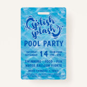 VIP-uitnodiging Splish Pool Party Badge (Achterkant)