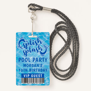 VIP-uitnodiging Splish Pool Party Badge