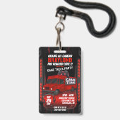 VIP-uitnodiging voor Red Game Truck Birthday Party Badge (Front with Lanyard)