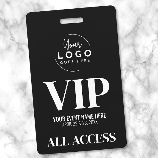 VIP Uw Logo Zwart Wit All Access Event Badge