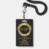 VIP van de Birthday de Uitnodiging van de Pas Badge (Voorzijde met lanyard)