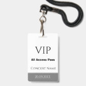 VIP van de Naam van de douane Al het concert van d Badge (Voorzijde met lanyard)