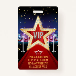 VIP van het rode tapijt Pas Birthday Badge Uitnodi