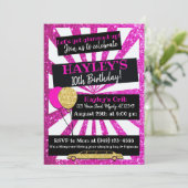 VIP van Limiet Pass Pink & Gold Glitter-uitnodigin Kaart (Staand voorkant)