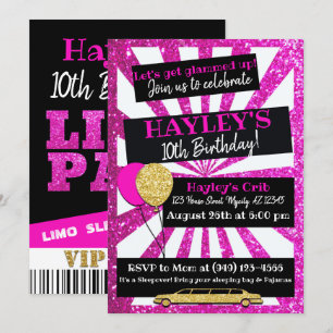 VIP van Limiet Pass Pink & Gold Glitter-uitnodigin Kaart