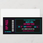 VIP Verjaardagsconcert Ticket Uitnodiging | Neon (Voorkant / Achterkant)