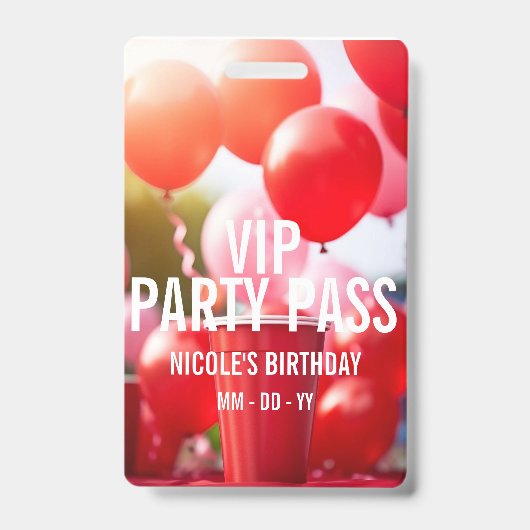 VIP Verjaardagsfeest Event Badge (Voorzijde)
