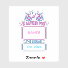 VIP Verjaardagsfeest Neon Squad Persoonlijke Gast  Sticker