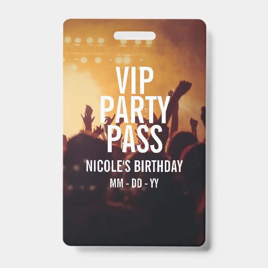 VIP Verjaardagsfeest Pas Aangepaste Foto Concert B Badge (Voorzijde)
