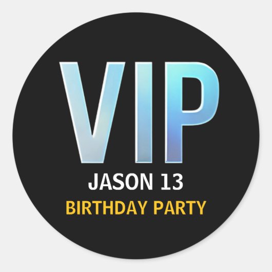 VIP Verjaardagsfeest, VIP Pass Ronde Sticker (Voorkant)